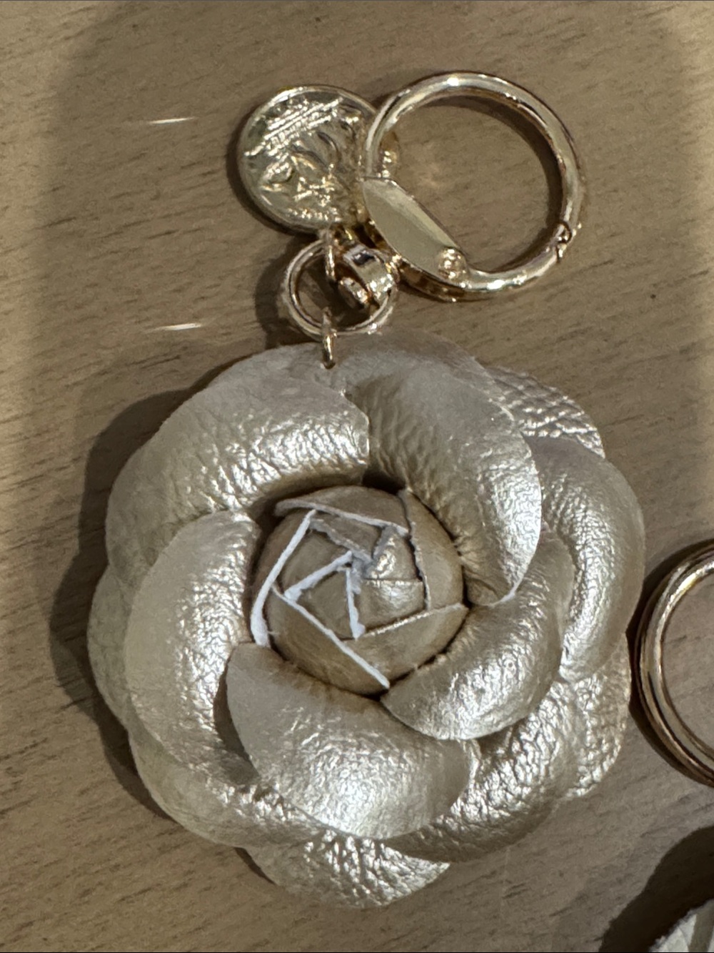 Leather Flower Keychain -White or Silver- PICK ONE other 2 sold - Picture 3 of 5